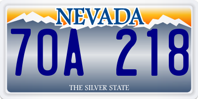 NV license plate 70A218