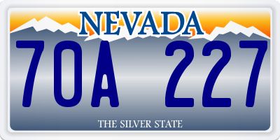 NV license plate 70A227