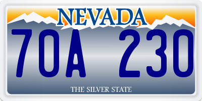 NV license plate 70A230