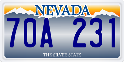 NV license plate 70A231