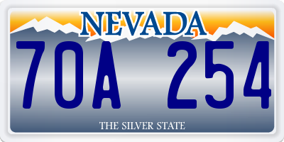 NV license plate 70A254