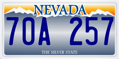 NV license plate 70A257