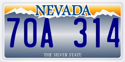 NV license plate 70A314