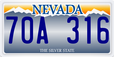 NV license plate 70A316