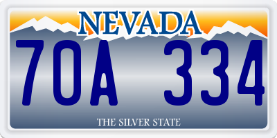 NV license plate 70A334