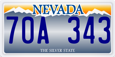 NV license plate 70A343