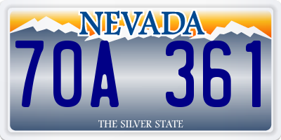 NV license plate 70A361