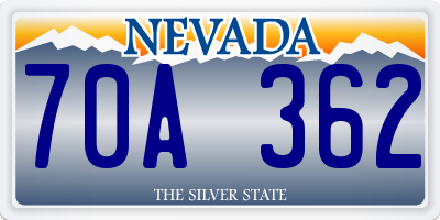 NV license plate 70A362