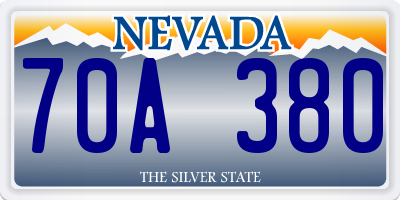 NV license plate 70A380