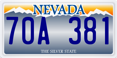 NV license plate 70A381