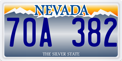 NV license plate 70A382