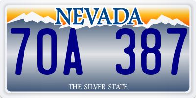 NV license plate 70A387