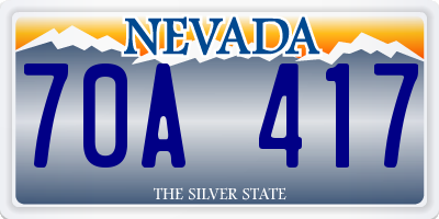 NV license plate 70A417
