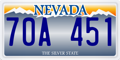 NV license plate 70A451