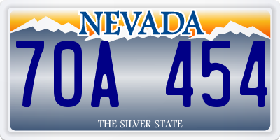 NV license plate 70A454