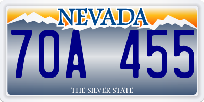 NV license plate 70A455