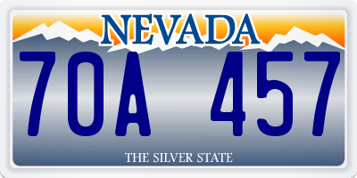 NV license plate 70A457