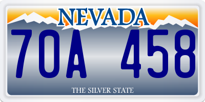 NV license plate 70A458