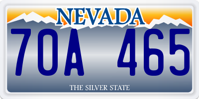 NV license plate 70A465