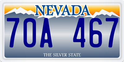 NV license plate 70A467