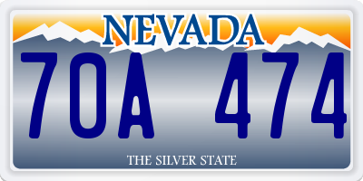 NV license plate 70A474