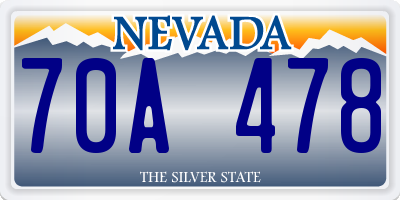 NV license plate 70A478