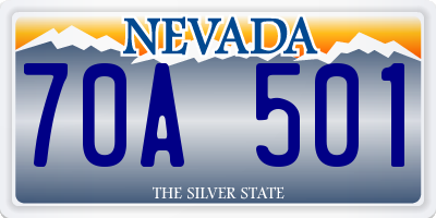 NV license plate 70A501