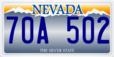 NV license plate 70A502