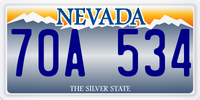 NV license plate 70A534