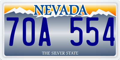 NV license plate 70A554