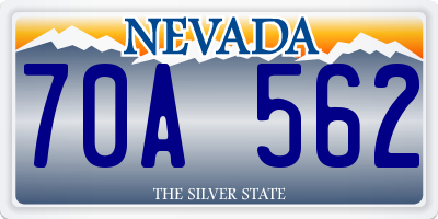 NV license plate 70A562