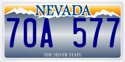 NV license plate 70A577