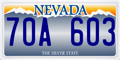 NV license plate 70A603