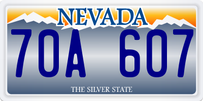 NV license plate 70A607