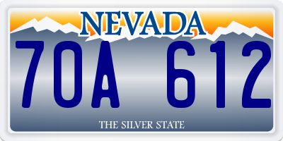 NV license plate 70A612