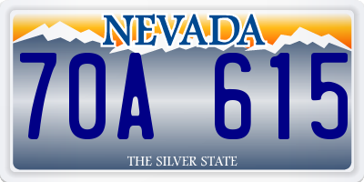 NV license plate 70A615