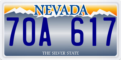 NV license plate 70A617