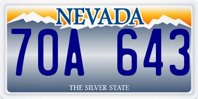 NV license plate 70A643