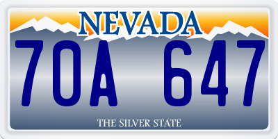 NV license plate 70A647