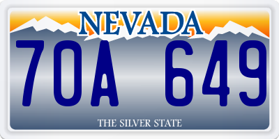 NV license plate 70A649