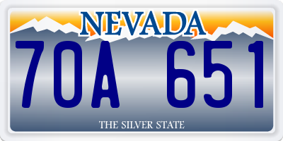 NV license plate 70A651