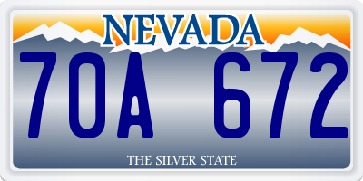 NV license plate 70A672