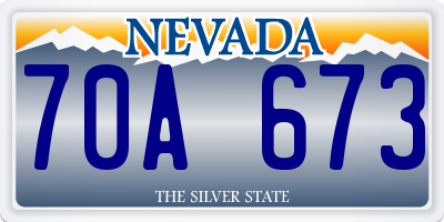 NV license plate 70A673