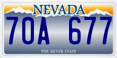 NV license plate 70A677