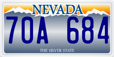 NV license plate 70A684