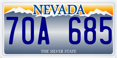 NV license plate 70A685