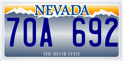 NV license plate 70A692