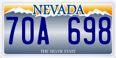 NV license plate 70A698