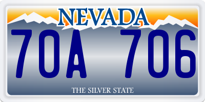 NV license plate 70A706