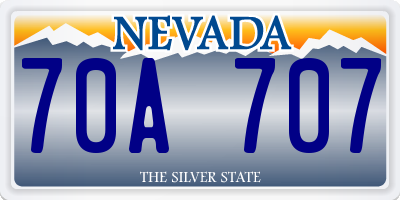 NV license plate 70A707